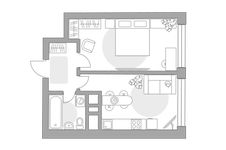 Планировка 1-комнатной квартиры, 34,3 м2