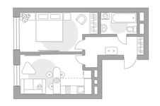 Планировка 2-комнатной квартиры, 38,2 м2