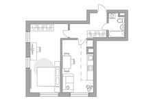 Планировка 2-комнатной квартиры, 49,5 м2