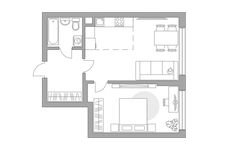 Планировка 2-комнатной квартиры, 48,3 м2