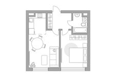Планировка 2-комнатной квартиры, 42,2 м2