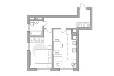 Планировка 2-комнатной квартиры, 44,2 м2