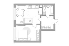 Планировка 2-комнатной квартиры, 41,4 м2