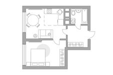 Планировка 2-комнатной квартиры, 40,5 м2