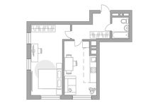 Планировка 2-комнатной квартиры, 48,4 м2