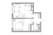 Планировка 2-комнатной квартиры, 44,5 м2