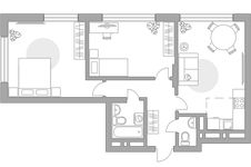 Планировка 3-комнатной квартиры, 64,5 м2