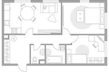 Планировка 3-комнатной квартиры, 69,7 м2
