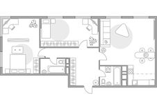 Планировка 3-комнатной квартиры, 86,6 м2