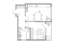 Планировка 1-комнатной квартиры, 42 м2