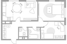 Планировка 3-комнатной квартиры, 68,8 м2