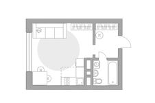 Планировка квартиры студии, 25,1 м2