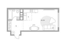 Планировка квартиры студии, 33 м2