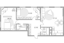 Планировка  3-комнатной квартиры, 86 м2