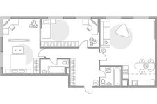 Планировка  3-комнатной квартиры, 87 м2
