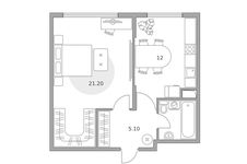 Планировка  1-комнатной квартиры, 41 м2