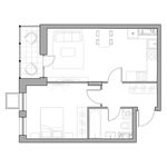 Планировка 1-комнатной квартиры, 41,9 м2
