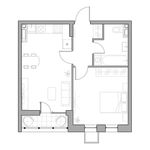 Планировка 1-комнатной квартиры, 41,1 м2