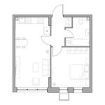 Планировка 1-комнатной квартиры, 43 м2