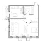 Планировка 2-комнатной квартиры, 61 м2