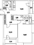 Планировка 2-комнатной квартиры, 69,66 м2