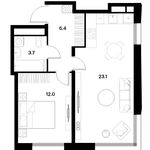 Планировка 1-комнатной квартиры, 45,2 м2