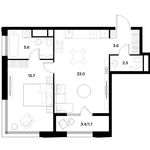 Планировка 1-комнатной квартиры, 51,1 м2