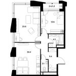 Планировка 2-комнатной квартиры, 73 м2
