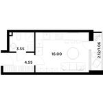 Планировка квартиры студии, 25,16 м2