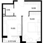 Планировка 1-комнатной квартиры, 41,22 м2