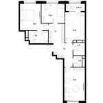 Планировка 3-комнатной квартиры, 79,2 м2