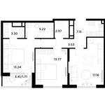 Планировка 2-комнатной квартиры, 68,05 м2