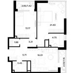 Планировка 2-комнатной квартиры, 72,18 м2