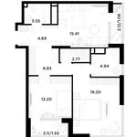Планировка 2-комнатной квартиры, 72,21 м2