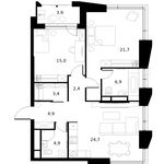 Планировка 2-комнатной квартиры, 85,9 м2