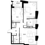 Планировка 2-комнатной квартиры, 86 м2
