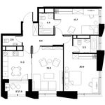 Планировка 3-комнатной квартиры, 90,4 м2