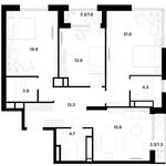 Планировка 3-комнатной квартиры, 97,4 м2