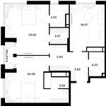Планировка 2-комнатной квартиры, 95 м2