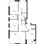 Планировка 4-комнатной квартиры, 113 м2