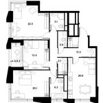 Планировка 3-комнатной квартиры, 110,8 м2