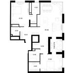 Планировка 2-комнатной квартиры, 114 м2