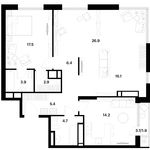 Планировка 3-комнатной квартиры, 99,9 м2