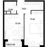 Планировка 1-комнатной квартиры, 42,85 м2