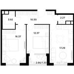 Планировка 2-комнатной квартиры, 63,85 м2