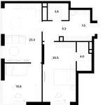 Планировка 2-комнатной квартиры, 79,7 м2