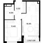 Планировка 1-комнатной квартиры, 39 м2