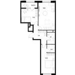 Планировка 2-комнатной квартиры, 61,4 м2