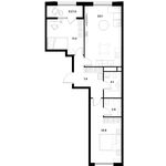 Планировка 2-комнатной квартиры, 61,9 м2