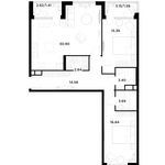 Планировка 2-комнатной квартиры, 90,6 м2